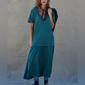 NWT FREE PEOPLE Herron Drop-Waist Maxi Dress in Jaded. Size Medium